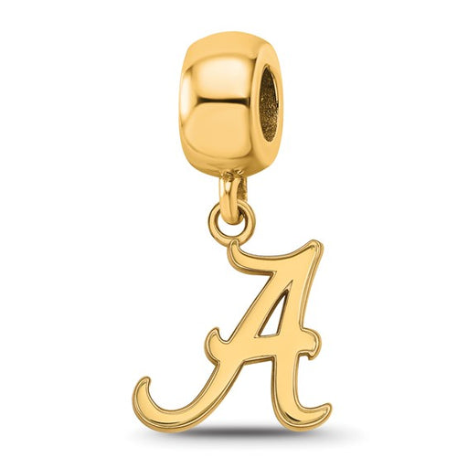 Silver Gold-plated Univ of Alabama Letter A Small Dangle Bead Charm