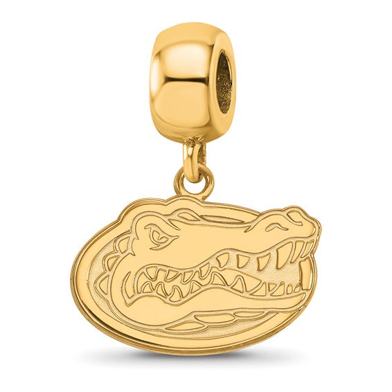 Sterling Silver Gold-plated LogoArt University of Florida Gator Small Dangle Bead Charm