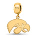 Sterling Silver Gold-plated LogoArt University of Iowa Hawk Small Dangle Bead Charm