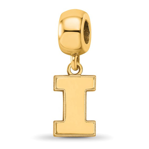 Sterling Silver Gold-plated LogoArt University of Illinois Letter I Small Dangle Bead Charm