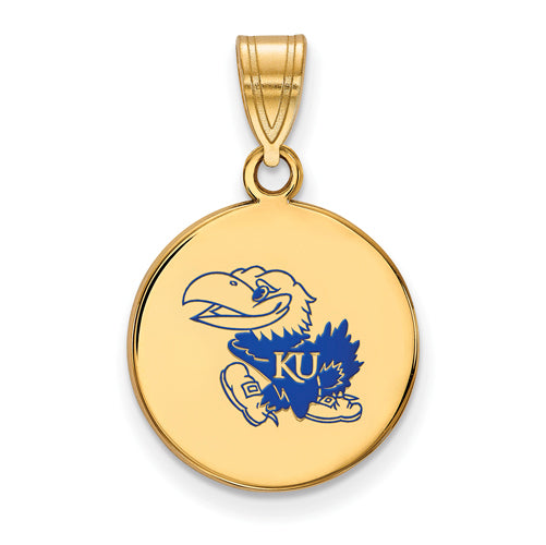 SS w/GP University of Kansas Med Enamel Disc Pendant