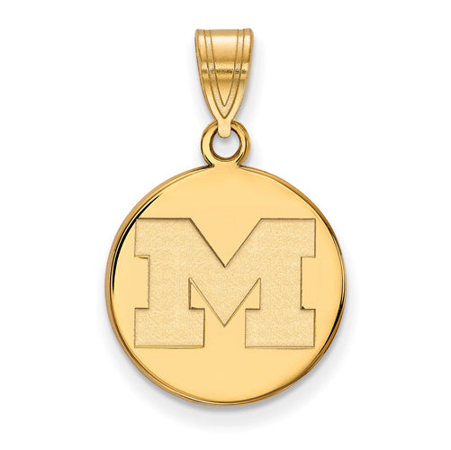 10ky University of Michigan Medium Letter M Disc Pendant