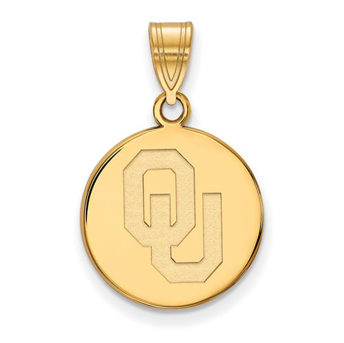 SS w/GP University of Oklahoma Medium Disc Pendant