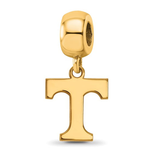 Sterling Silver Gold-plated LogoArt University of Tennessee Letter T Small Dangle Bead Charm