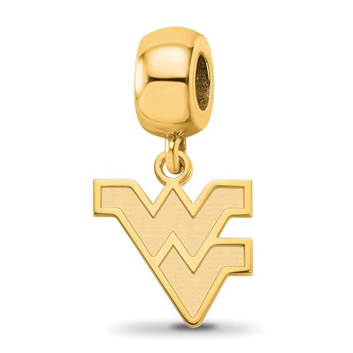 Sterling Silver Gold-plated LogoArt West Virginia University W-V Small Dangle Bead Charm
