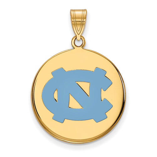 SS w/GP U of North Carolina Large Enamel NC Logo Disc Pendant