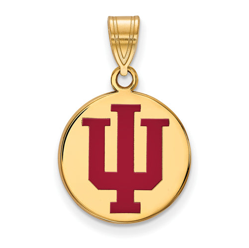 SS w/GP Indiana University Medium Enamel Disc Pendant