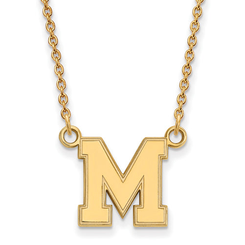 14ky University of Memphis M Small Pendant w/Necklace