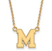 14ky University of Memphis M Small Pendant w/Necklace