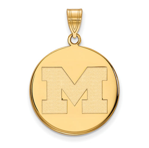 SS w/GP University of Michigan Large Letter M Disc Pendant