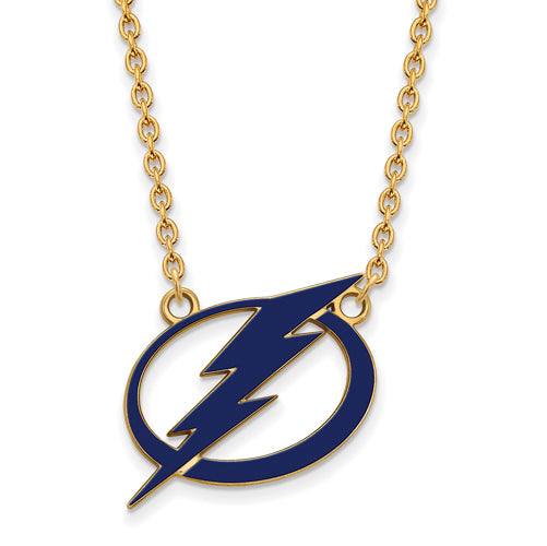 SS w/GP NHL Tampa Bay Lightning Lg Enl Pendant w/Necklace