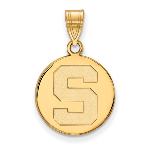 SS w/GP Michigan State University Medium Disc Pendant