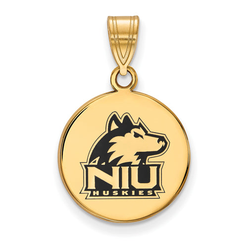SS w/GP Northern Illinois U Medium Husky Enamel Disc Pendant