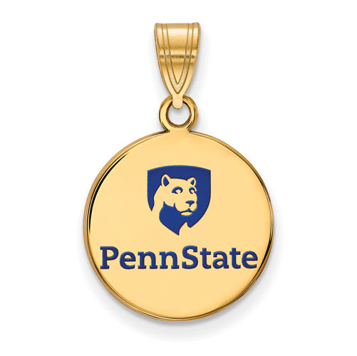 SS w/GP Penn State U Medium Enamel Shield Logo Disc Pendant