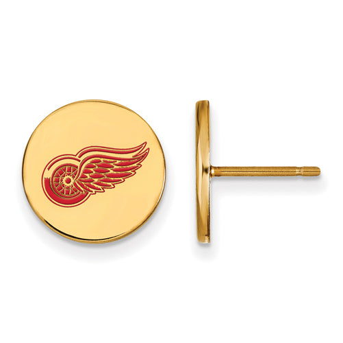 SS w/GP NHL Detroit Red Wings Small Enamel Disc Earrings