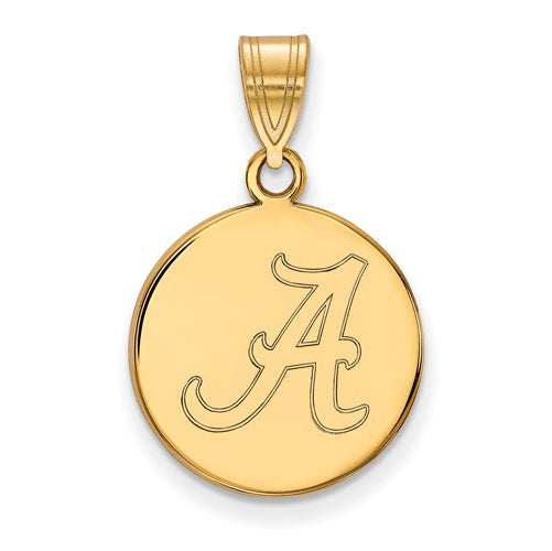 SS w/GP University of Alabama Letter A Medium Disc Pendant