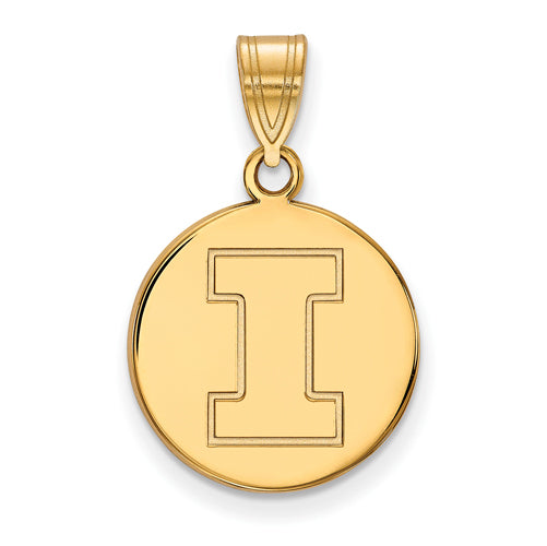 SS w/GP University of Illinois Medium Disc Pendant