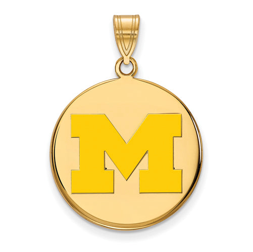 SS w/GP University of Michigan Large Enamel Disc Pendant