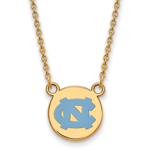 SS w/GP U of North Carolina Small Enamel NC Logo Disc w/Necklace