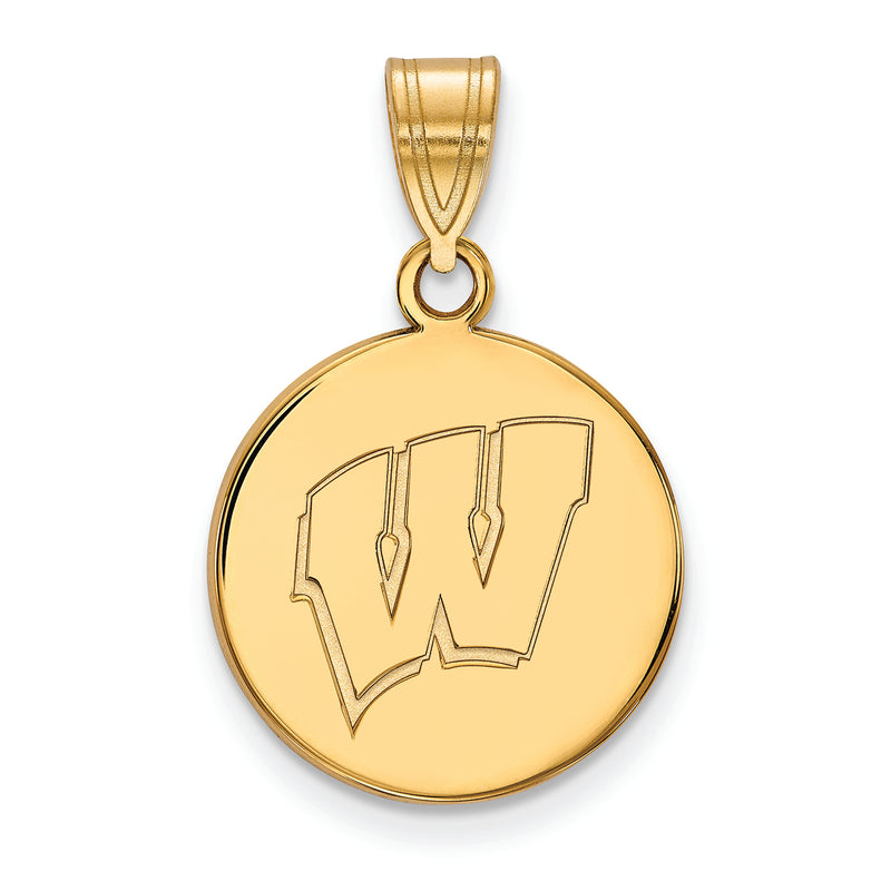 10ky University of Wisconsin Medium Letter W Disc Pendant