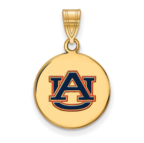 SS w/GP Auburn University Medium Enamel Disc Pendant