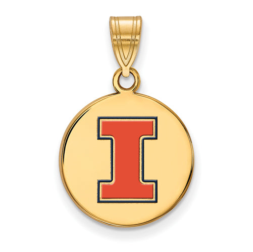 SS w/GP University of Illinois Med Enamel Disc Pendant