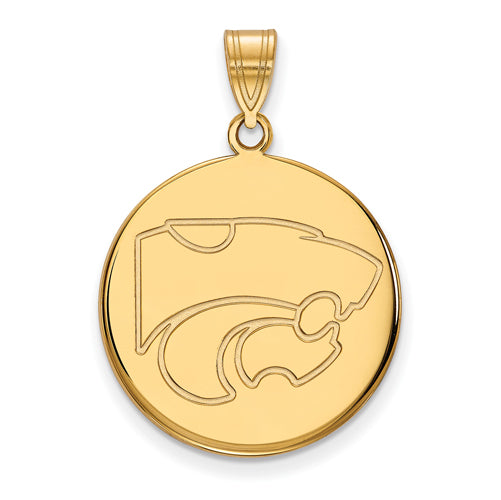 SS w/GP Kansas State University Large Disc Wildcat Pendant