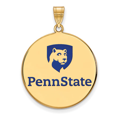 SS w/GP Penn State University XL Enamel Shield Logo Disc Pendant