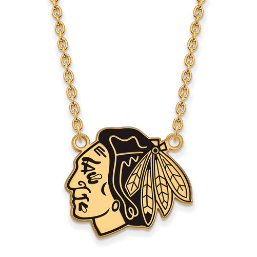SS w/GP NHL Chicago Blackhawks Lg Enl Pend w/Necklace