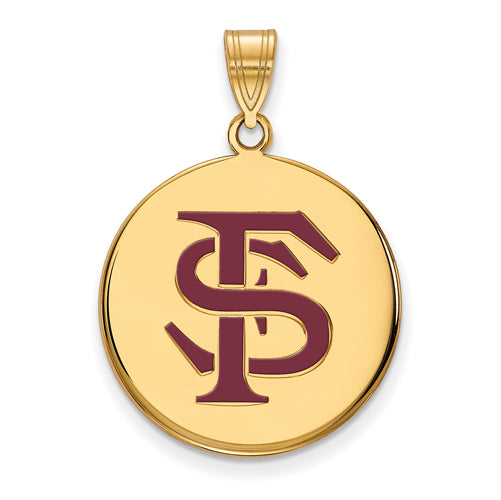 SS w/GP Florida State University Lg Enamel Disc Pendant