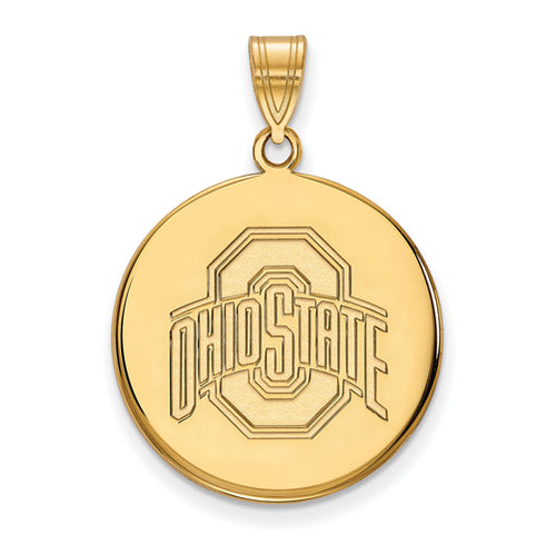 SS w/GP Ohio State U Large Buckeyes Logo Disc Pendant