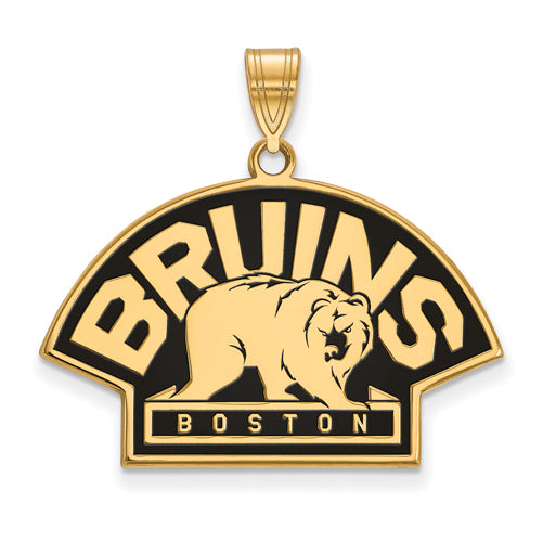 SS w/GP NHL Boston Bruins Large Enamel Bear Pendant