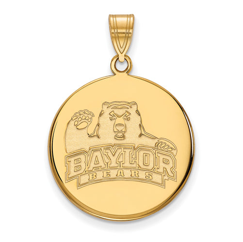 SS w/GP Baylor University Large Baylor Head Disc Pendant