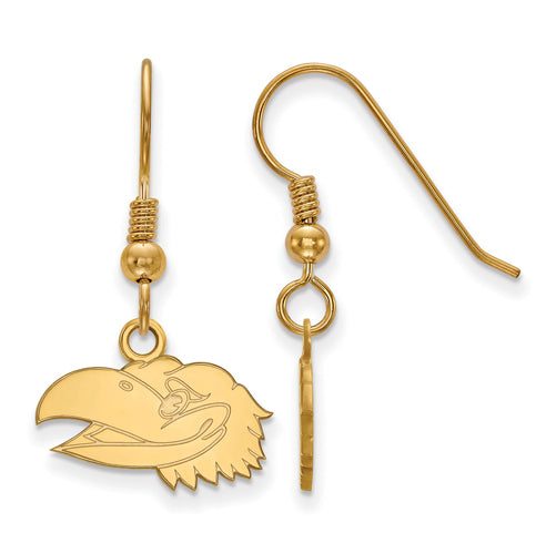 SS w/GP University of Kansas XS Head Left Dangle Earrings