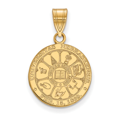 SS w/GP University of Nebraska Medium Crest Pendant