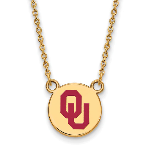 SS w/GP Oklahoma Small Enamel Disc Pendant w/Necklace
