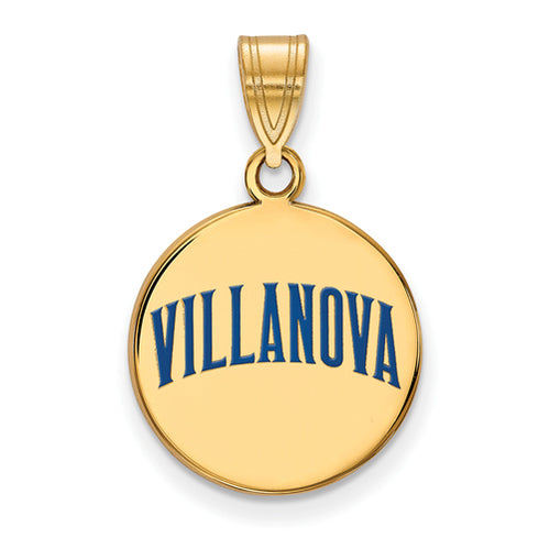 SS w/GP Villanova University Medium Enamel "VILLANOVA" Disc Pendant