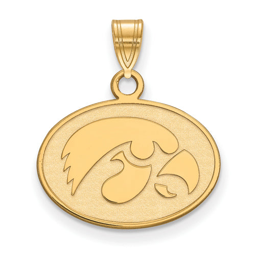 SS w/GP University of Iowa Small Hawkeye Disc Pendant