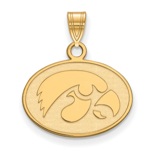 SS w/GP University of Iowa Small Hawkeye Disc Pendant