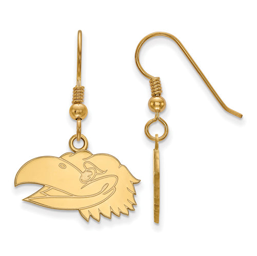 SS w/GP University of Kansas Small Left Head Dangle Earrings