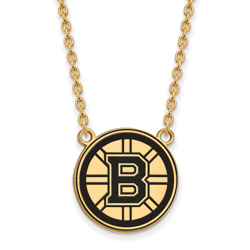 SS w/GP NHL Boston Bruins Lg Enl Logo Pendant w/Necklace