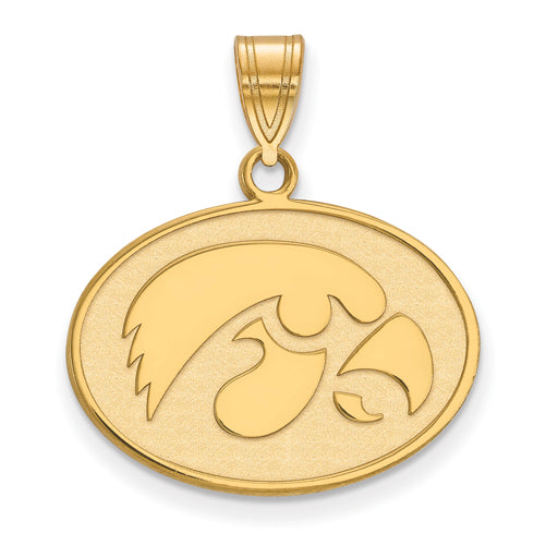 SS w/GP University of Iowa Medium Hawkeye Disc Pendant