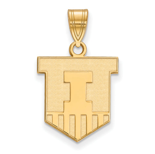 14ky University of Illinois Medium Victory Badge Pendant