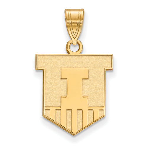 SS w/GP University of Illinois Medium Victory Badge Pendant