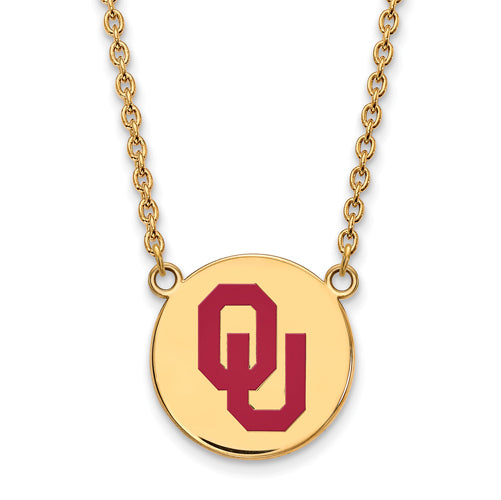 SS w/GP Oklahoma Large Enamel Disc Pendant w/Necklace