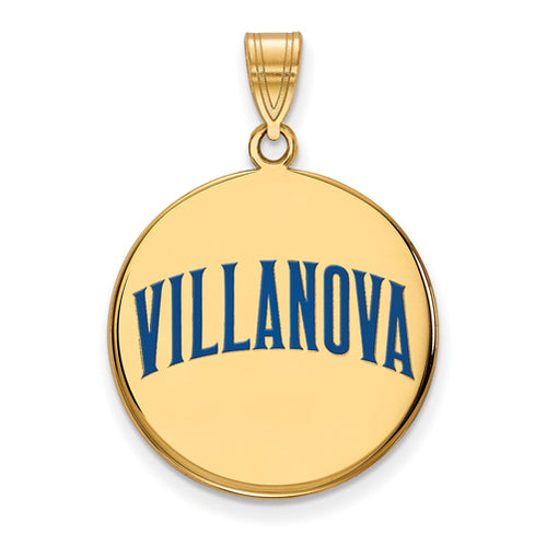 SS w/GP Villanova University Large Enamel "VILLANOVA" Disc Pendant