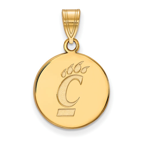 SS w/GP University of Cincinnati Medium Bearcats Logo Disc Pendant