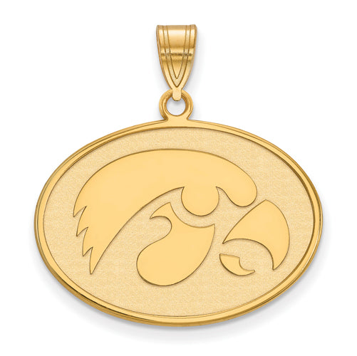 SS w/GP University of Iowa Large Hawkeye Disc Pendant
