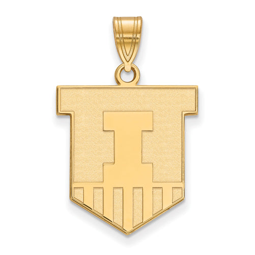 14ky University of Illinois Large Victory Badge Pendant
