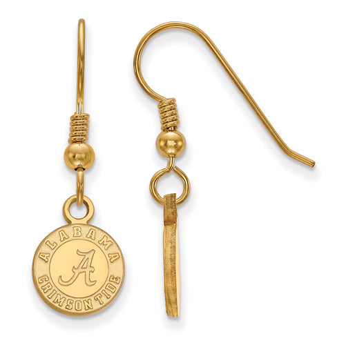 SS w/GP Univ of Alabama Crimson Tide XS Dangle Wire Earrings